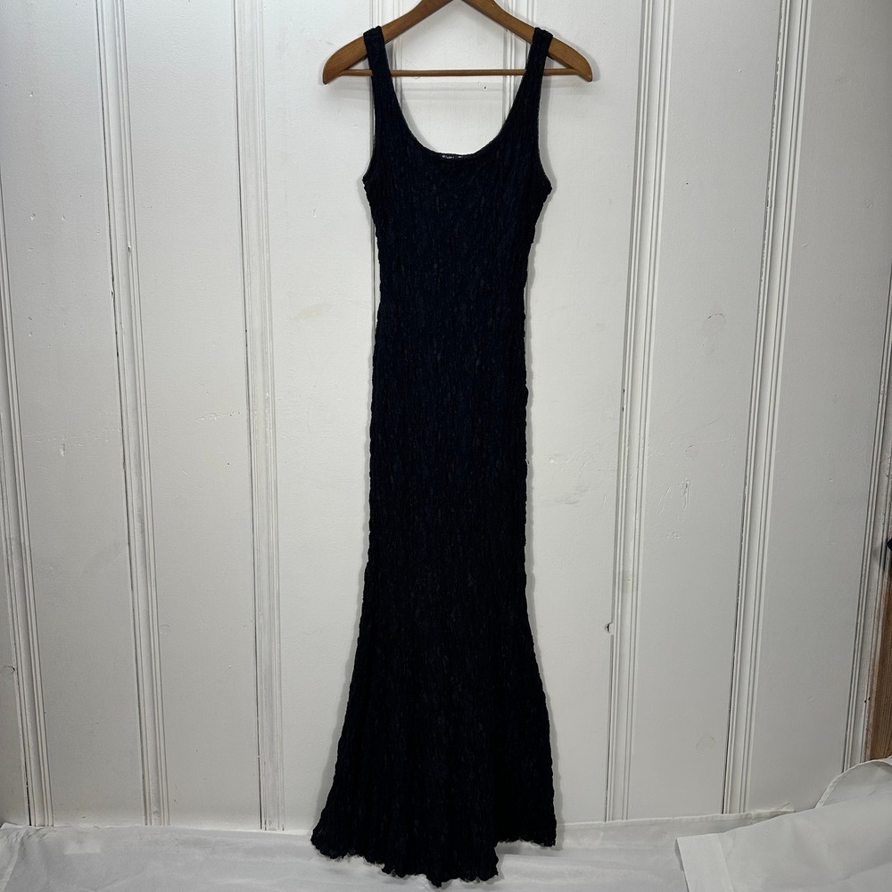Bisou Bisou Vintage 90s Navy Lace Mermaid Maxi Dress L Romantic Goth USA